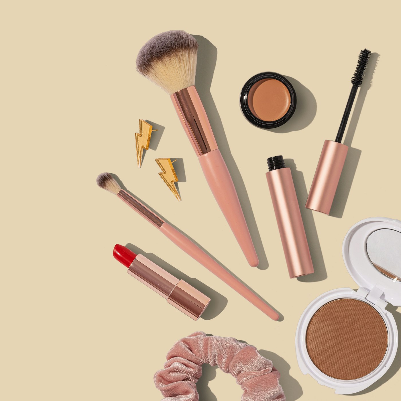 Curated beauty products on a shelf